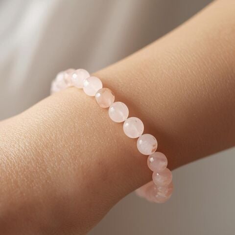 Pembe Kuvars Bileklik El Yapımı