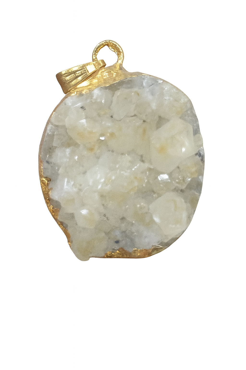 Beyaz Kuartz Ham Kütle Doğal Taş Kolye Ucu