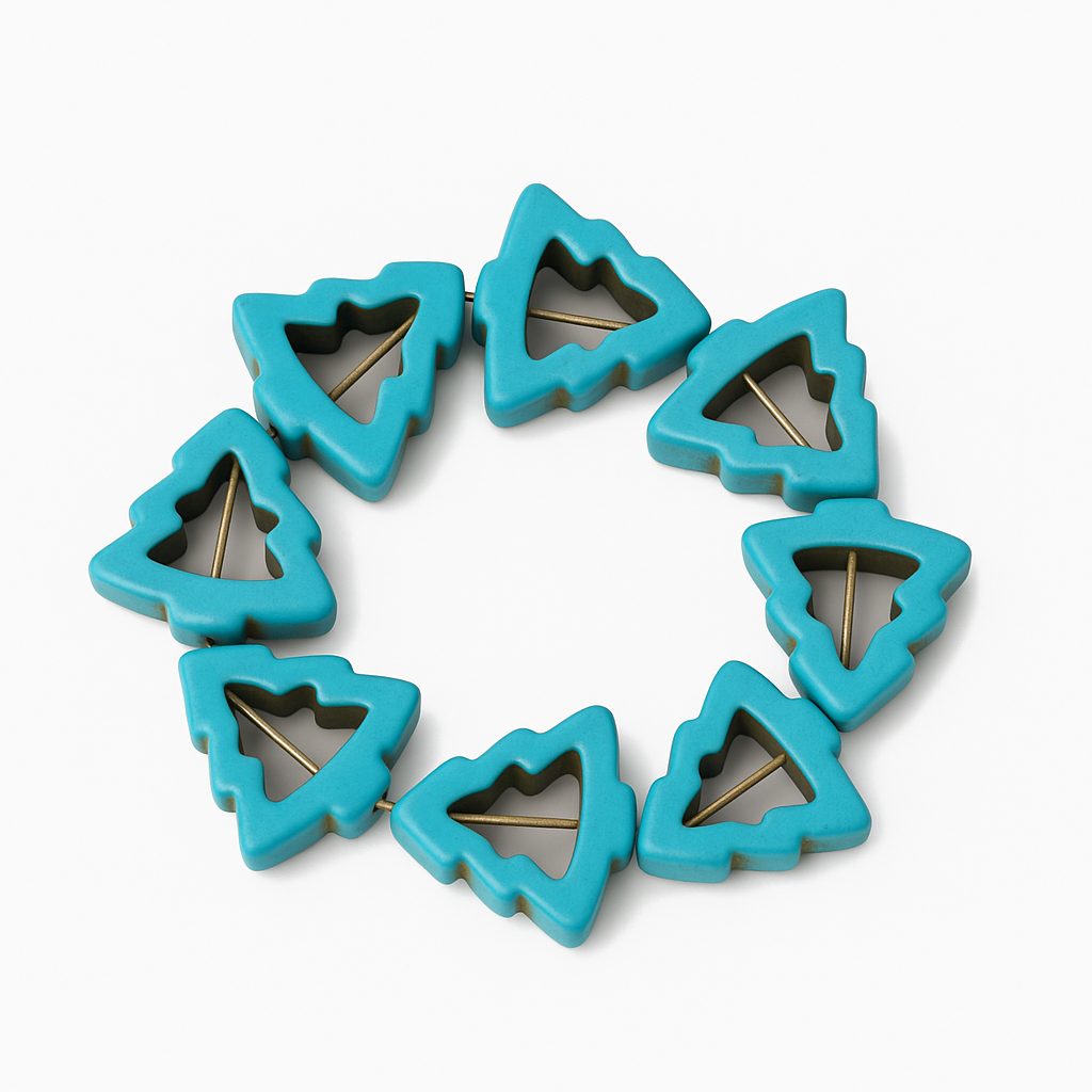 El Yapımı Çam Ağaçlı Firuze Görünümlü Çocuk Bilekliği