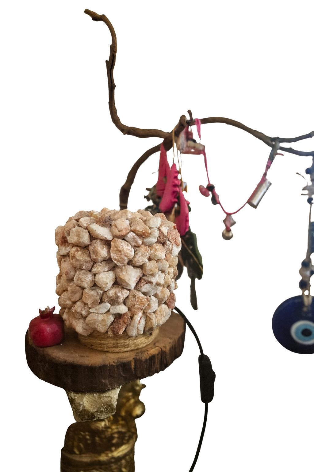 Ham Pembe Kristal Taş Lamba