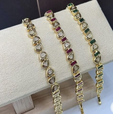 Taşlı VIP Altın Kaplama Bileklik