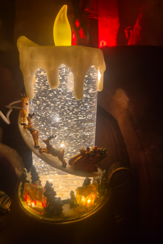 Mum temalı Işıklı Müzikli Yılbaşı Ev Aksesuarı