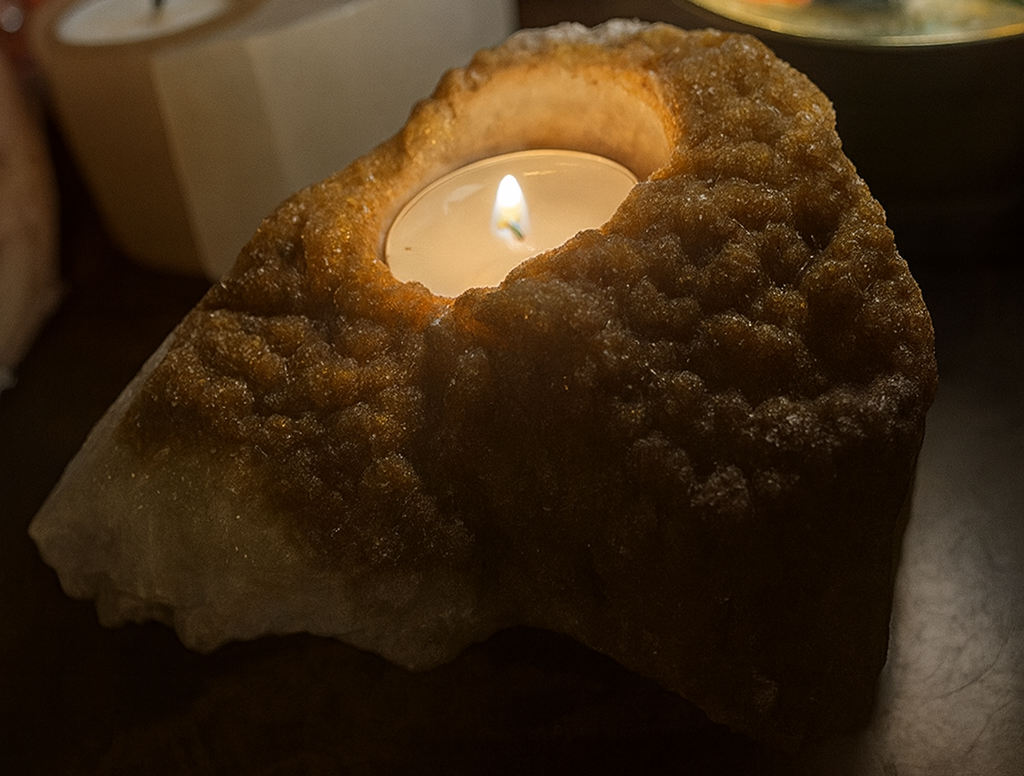 Sitrin Doğal Taş Tealight Mumluk