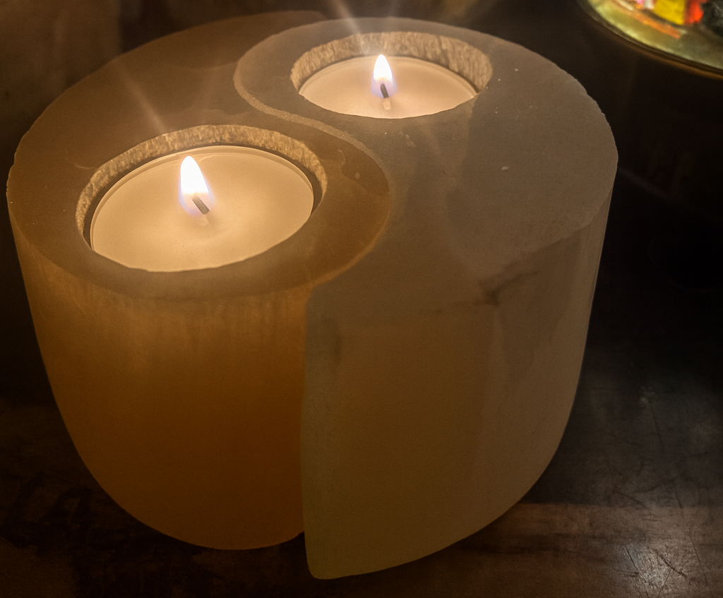 Selenit Taşı Yin-Yang Tealight Mumluk
