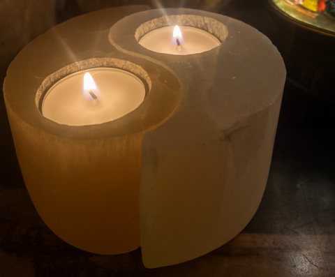 Selenit Taşı Yin-Yang Tealight Mumluk
