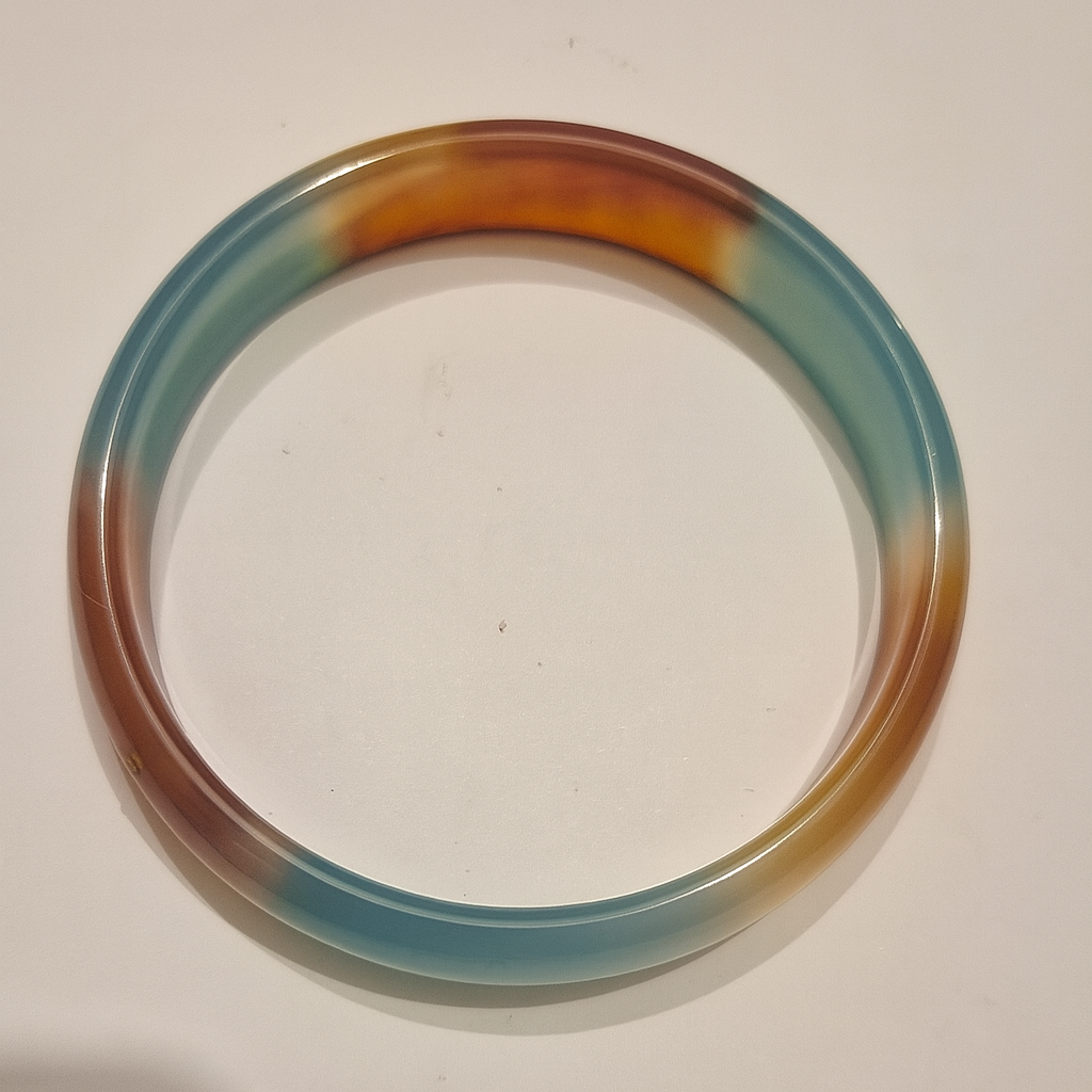 Yeşil Kahve Agat  Tek Kesim Doğal Taş Bileklik