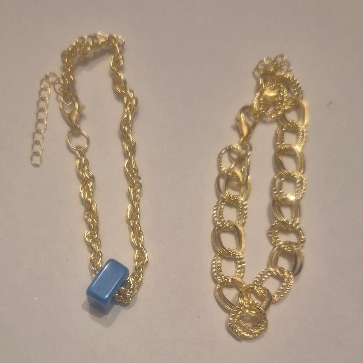 Gold Kaplama 2 li Mavi Boncuklu Bileklik